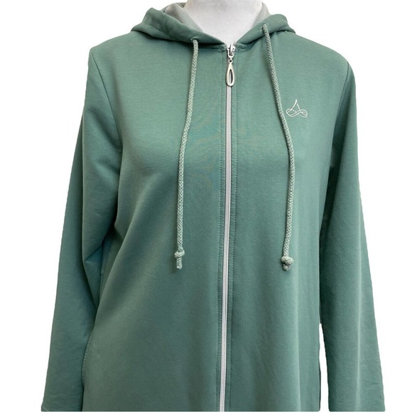 Allday Charm Green Hooded Full Zip Track Suit Jacket Sweater - Picture 2 of 11